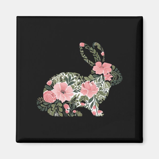 Imã Coelhinho Floral de Primavera Coelho da Páscoa Bon (Frente)