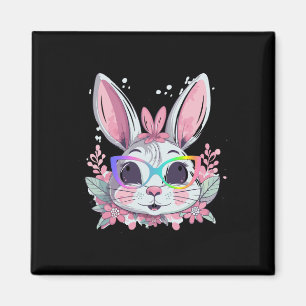 Imã Coelhinho Fofo Rosto de Coelho Tie Dye Óculos Garo