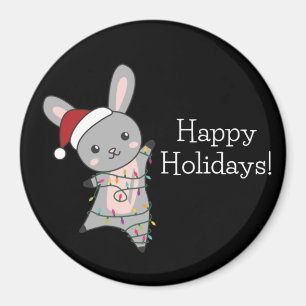 Imã Coelhinhos Feliz Natal Animais de inverno Coelhos