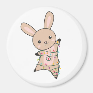 Imã Coelhinhos Feliz Natal Animais de inverno Coelhos