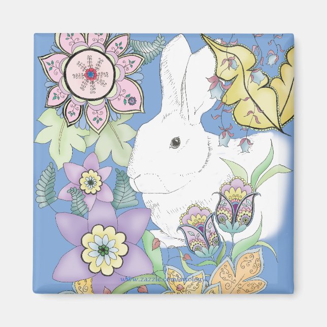 Imã Coelho Azul (quadrado) (Frente)