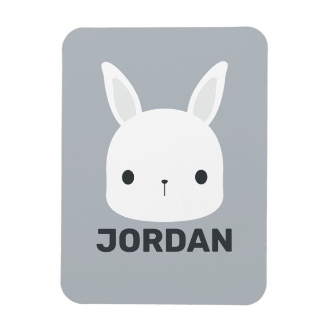Ímã Coelho Bonito com Nome Personalizado (Vertical)