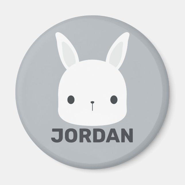 Imã Coelho Bonito com Nome Personalizado (Frente)