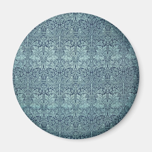 Imã Coelho Brer por William Morris Blue Textile Patter (Frente)