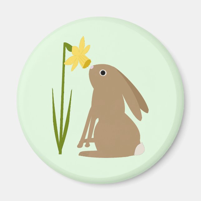 Imã Coelho Coelho da Páscoa e flor de Daffodilo (Frente)