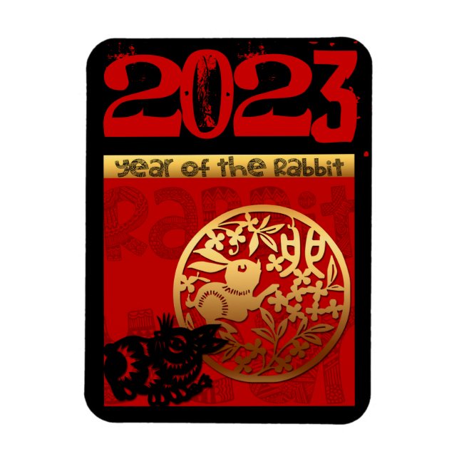 Ímã Coelho Cortado Chinês Ano Zodiano Aniversário VPM (Vertical)