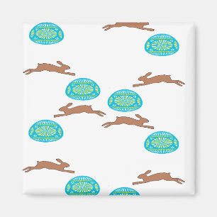 Imã coelho da Páscoa e ovos em branco