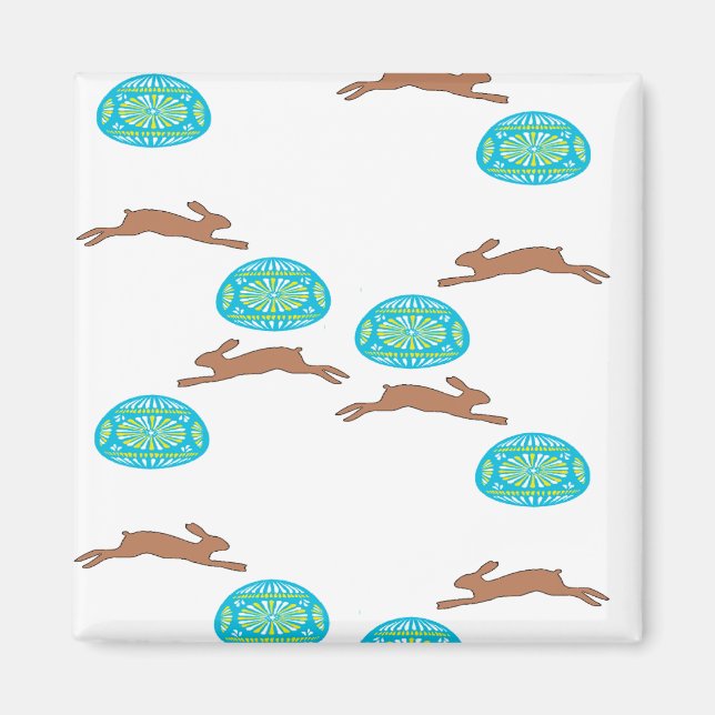 Imã coelho da Páscoa e ovos em branco (Frente)