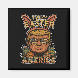 Imã Coelho da Páscoa Feliz Trump Caça ao Ovo de Páscoa
