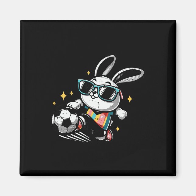 Imã Coelho da Páscoa Jogando Futebol Bonito Futebol Me (Frente)