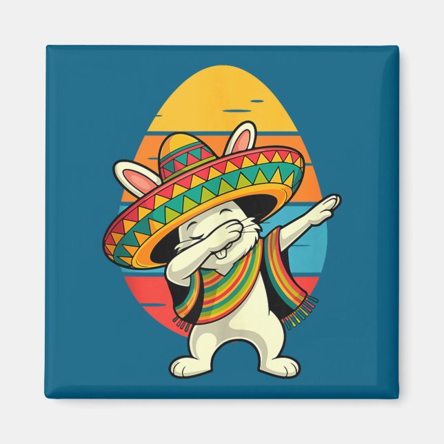 Imã Coelho dabbing vintage retrô mexicano páscoa (Frente)