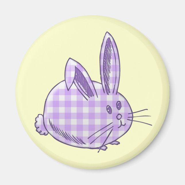 Imã coelho de gingham roxo (Frente)