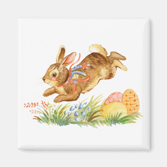 Imã Coelho de páscoa de aquarela (Frente)