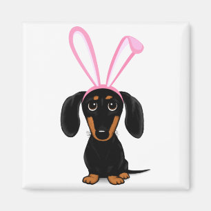 Imã Coelho de Páscoa Engraçado Cachorro Dachshund Pret