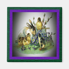 Imã Coelho de Páscoa, Pintinhos e flores para bebês, Z