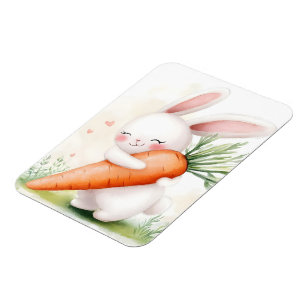 Ímã Coelho de primavera em aquarela fofa cenoura