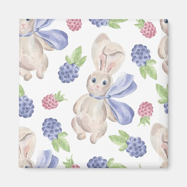 Imã Coelho do conto de fadas com padrão Floral (Frente)