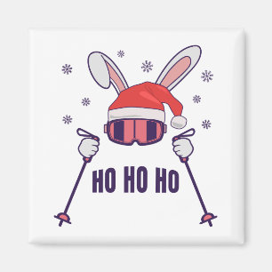 Imã Coelho dos Papais noeis de esqui com Santa Hat e b