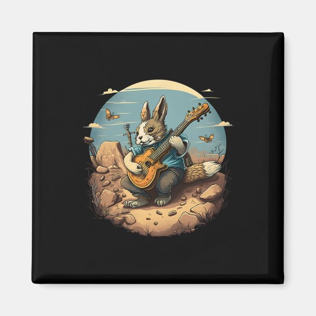Imã Coelho Engraçado Tocando Música de Guitarra Njo Co (Frente)