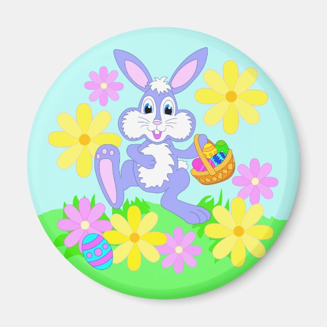 Imã Coelho Feliz da Páscoa Coelho de Desenho Animado F (Frente)