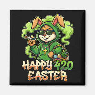 Imã Coelho Feliz de Páscoa Funny Weed Rabbit Stoner