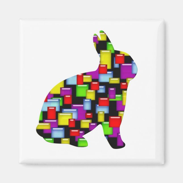 Imã coelho mosaico (Frente)