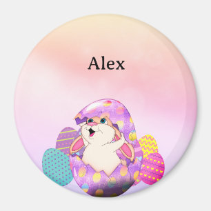 Imã Coelho personalizado em ovo colorido