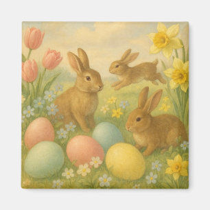 Imã Coelho Vintage/Ovo de Páscoa/Flanela de Primavera
