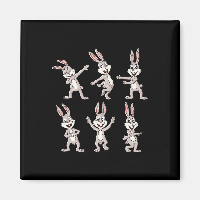 Imã Coelhos dançantes Desafio de dança Páscoa Meninas (Frente)