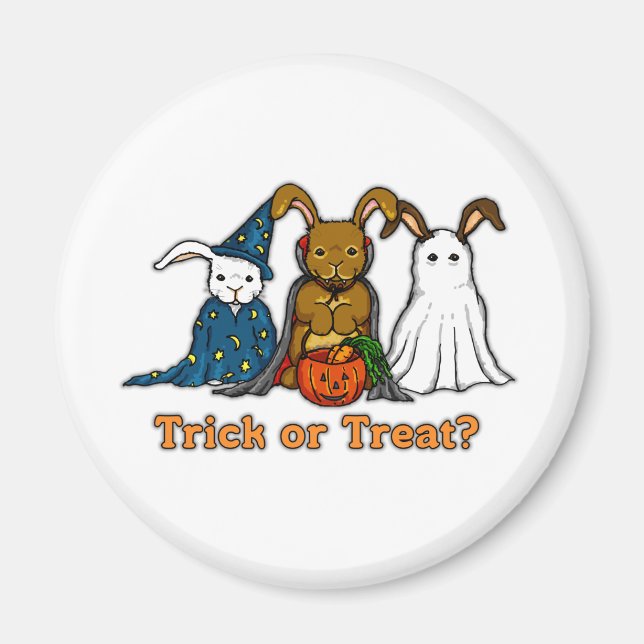 Imã Coelhos Halloween Trick ou Tratando (Frente)