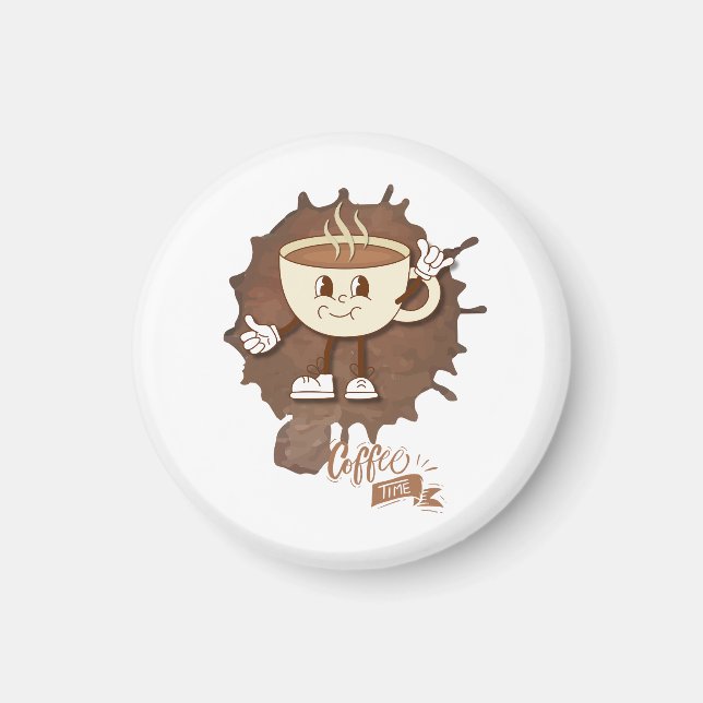 Imã **Coffee Time – Cute Smiling Cup Steam  (Frente)