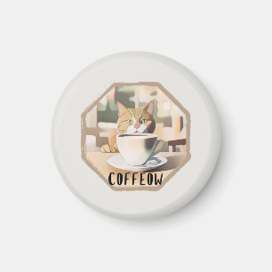 Imã Coffeow Ocupado Gato Bonito
