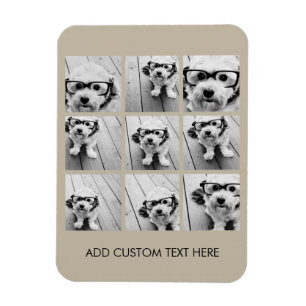 Ímã Colagem com as 9 fotos quadradas - Taupe da foto