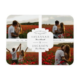 Ímã Colagem de Casamentos 4 Fotos Personalizadas Moder