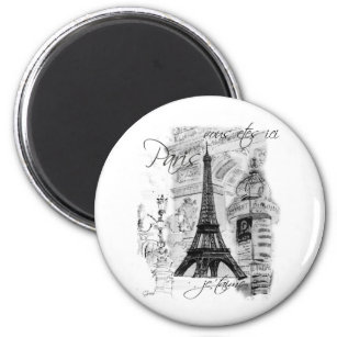 Imã Colagem de Cena Francesa em Torre Eiffel de Paris