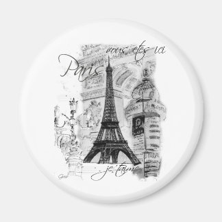 Imã Colagem de Cena Francesa em Torre Eiffel de Paris