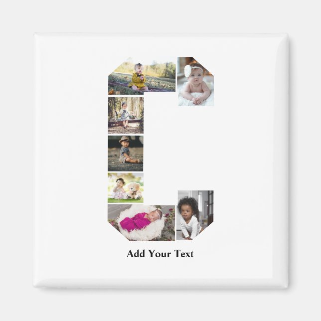 Imã Colagem de Fotografias com design Carta C (Frente)