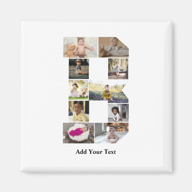 Imã Colagem de Fotografias com design Letra B (Frente)