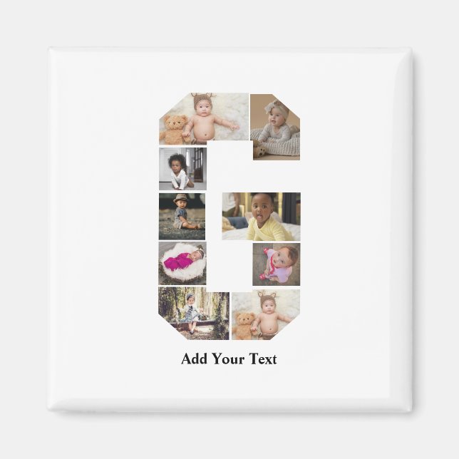 Imã Colagem de Fotografias com design Letra G (Frente)