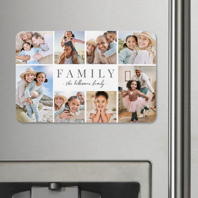 Ímã Colagem de Fotografias da Família de Nomes Persona (Personalized Name Family Photo Collage Magnet)