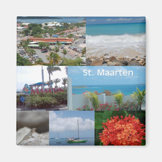 Imã Colagem de Fotografias do Santo Sint Maarten (Frente)