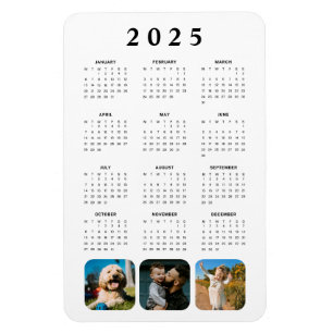 Ímã Colagem de Fotografias Mensal 2025 Calendar Magnet