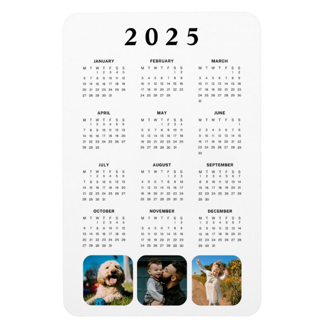 Ímã Colagem de Fotografias Mensal 2025 Calendar Magnet (Vertical)