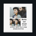 Imã Colagem de Fotografias personalizada da recepção d<br><div class="desc">Recepção de casamento personalizada 3 Colagem de Fotos. Faça um convite de casamento único com suas fotos e mude os nomes e a data usando esta modelo para o casamento.</div>