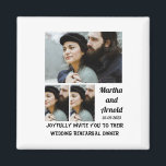 Imã Colagem de Fotografias personalizada do Janto de E<br><div class="desc">Janto de Ensaio de Casamento Convite 3 Colagem de Fotografias personalizada. Faça um convite de casamento único com suas fotos e mude os nomes e a data usando esta modelo para o casamento.</div>