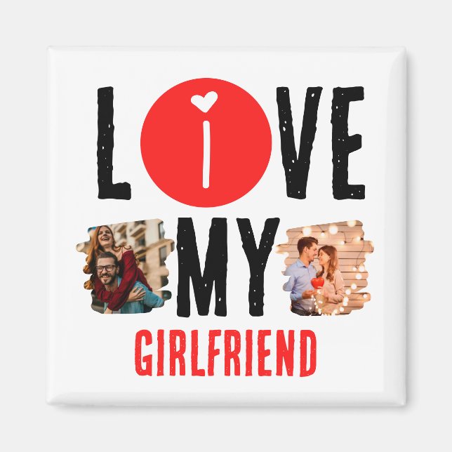 Imã Colagem de Fotografias Personalizada Única 2 Adoro (Frente)