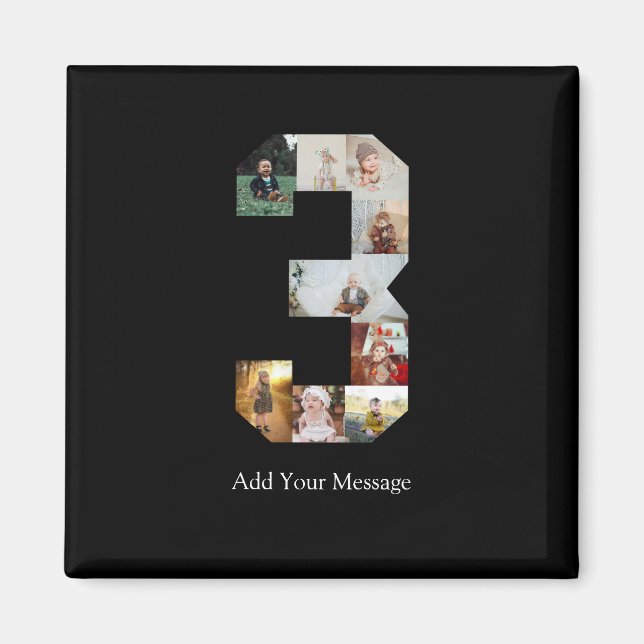 Imã Colagem de Fotografias Preta e Branco Número 3 (Frente)