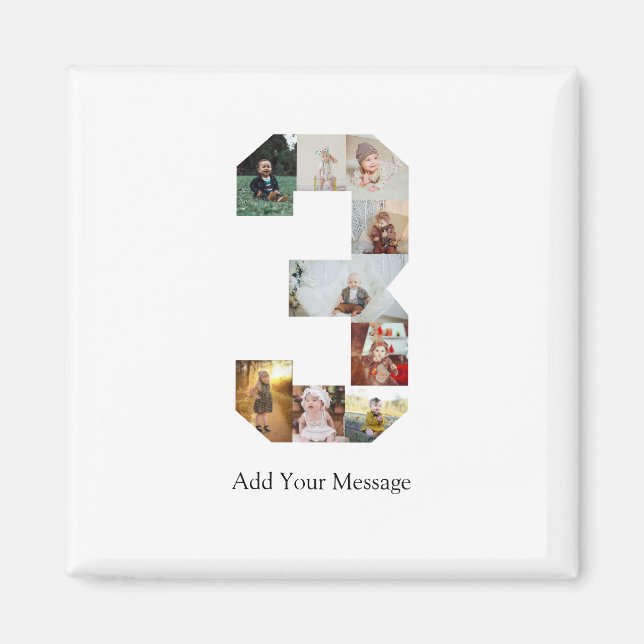 Imã Colagem de Fotografias Preta e Branco Número 3 (Frente)