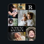 Ímã Colagem de Fotos 6 da Família de Blocos de Cor Pre<br><div class="desc">Colagem de Fotos da Família 6 de Blocos de Cor Preta Moderna - com sobrenome pessoal da família, ano e letra inicial, tudo organizado em um layout elegante de grade. Este design moderno e elegante mostra 6 de suas próprias fotos lindamente. Disponível em várias cores para corresponder a qualquer decoração...</div>