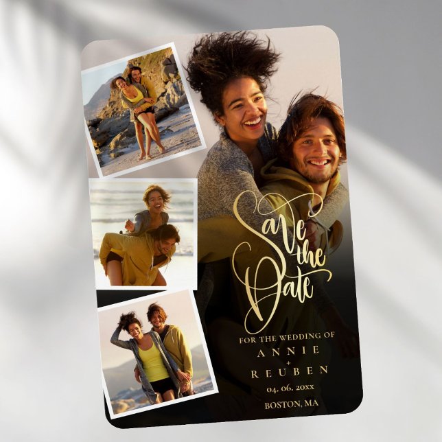 Ímã Colagem de Fotos Casamento Salve a Data (Photo Collage Wedding Save The Date Magnet)